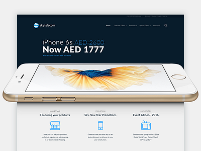 Sky Telecom website hover interface landing page over portfolio site ui ux web website