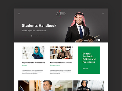 Emirates Diplomatic Academy hover interface landing page over portfolio site ui ux web website