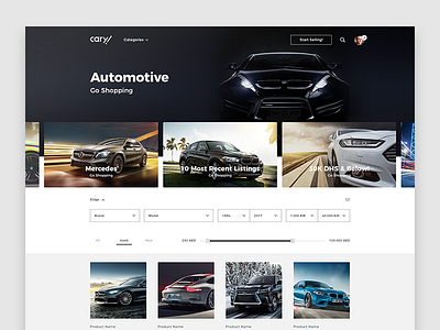 Cary! car design ecommerce interface site store ui ux web