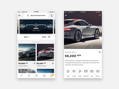 Cary App app car design ecommerce interface mobile site store ui ux web