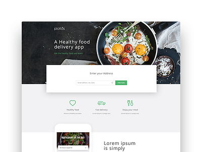 Plotos Landing Page app design food healthy interface mobile site store ui ux web