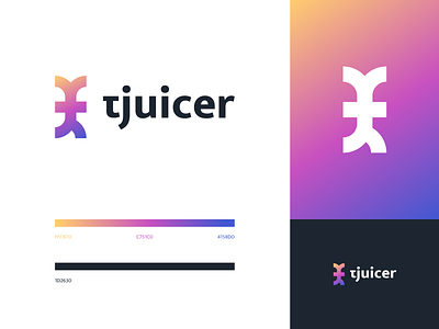 Tjuicer Logo branding colors gradient identity letter logo tjuicer