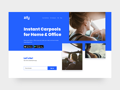 Zify Website Concept app blue carpool design interface mobile portfolio site ui ux web website