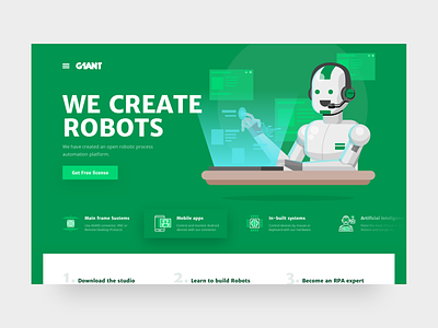 G1ANT Website Concept app design illustration interface robot site ui ux vector web