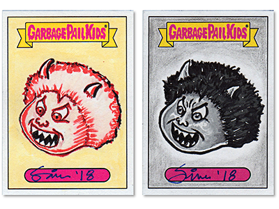 GARBAGE PAIL KIDS // 2018 Series One Sketch Cards 80s black and white drawing dribbble illustration illustrator ink marker paint pencil retro yellow