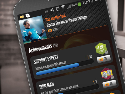 App Concept Screen achievements app device mobile mobile app mobile ui smartphone smartphone app sports app user experience ux ux design