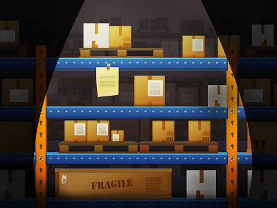 Warehouse Illustration boxes illustration infographic lighting pallets rack shelves storage vector warehouse