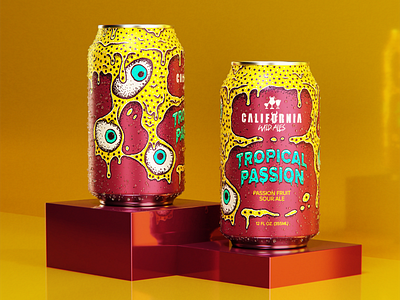 Tropical Passion Beer beer blender burgundy california illustration packaging passion fruit pointillism procreate punk art yellow