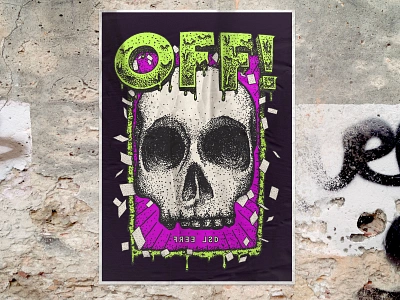 Off Free LSD band green lsd magenta music off! photoshop pointillism poster procreate punk skull