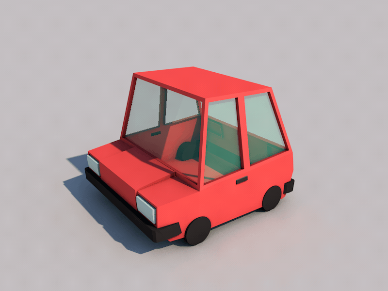 My first 3d animation c4d car cinema4d low poly red