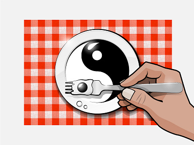 Breakfast yin and yang breakfast illustration illustrator plate yin and yang