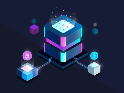 Blockchain Illustration Concept bitcon blockchain crypto ethereum futuristic gradient illustration ui uiux vector