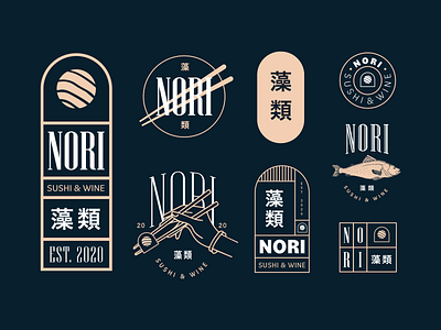 NORI Sushi & Wine japanese logo sushi logo