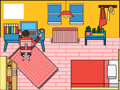 room illustration animation design flat illustration vector