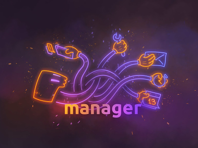 Manager Neon Illustration design gradient icon illustration manager