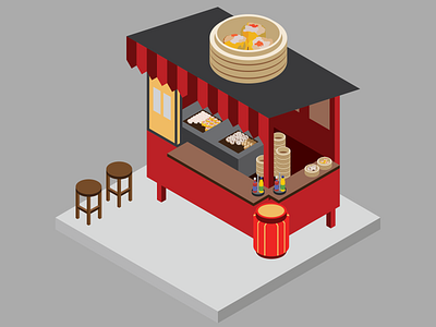 Dim Sum Cart adobe illustrator design flat illustration illustrator isometric isometric art vector