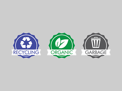 Bin Labels design flat garbage illustration illustrator organic recycling vector