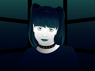 Portrait goth gradient illustrator portrait synthwave woman