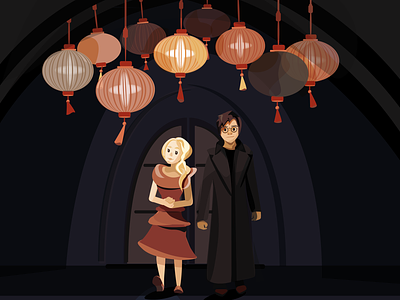 Harry Potter And Luna Lovegood 2d character couple harrypotter illustration illustrator light magic prom vector