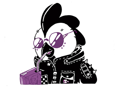 Punk's Not Dead animal badass character character design chicken illustration ink mohawk punk sunglasses vector wine
