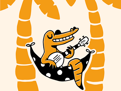 Chill beach character design chill crocodile guitar illustration music palm relax tranquil vector vector animals