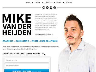 Mike Vander Personal Homepage blog business entrepreneur homepage personal photoshop responsive design web design