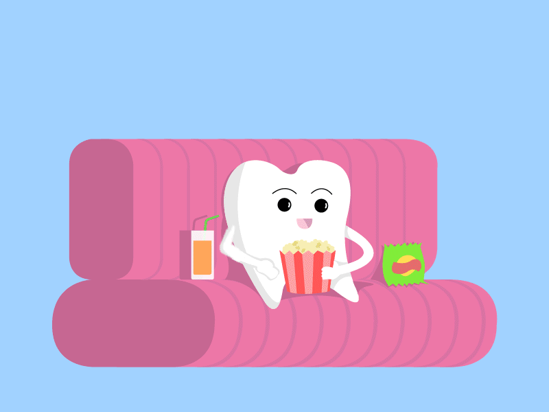 Hesire Dental- Studiotale animation dental eating gif home illustration motion pain popcorn services tooth treatment