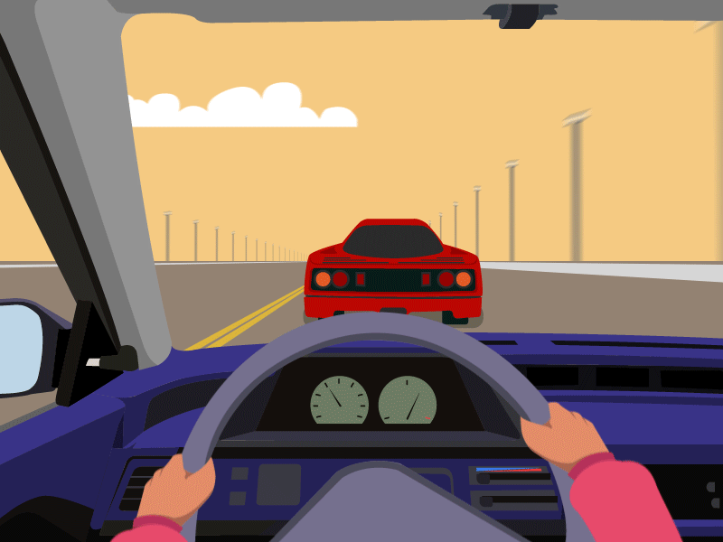 Road Rage animation car design driver highway illustrations overtake race road speed streetlights
