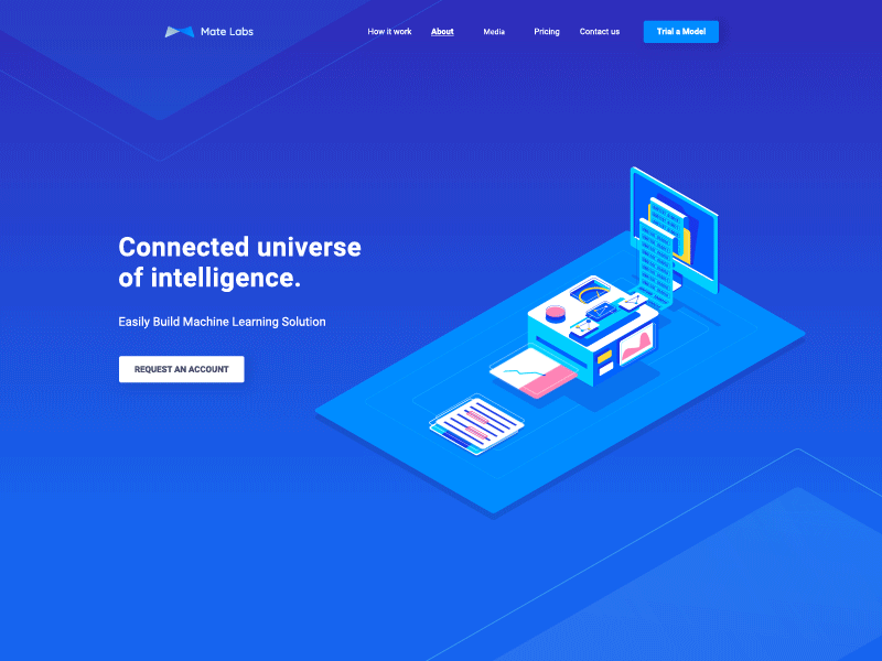 Landing Page - Mate Labs ai animation data design icons illustration machine learning studiotale ui ux video web