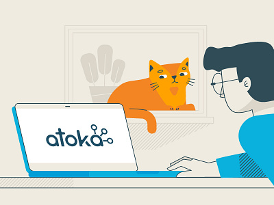 Atoka atoka cat design explainer illustration laptop character marketing sales studiotale video