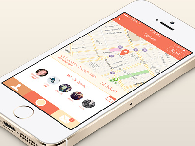 Essen Event View app bright coffee event flat friends ios7 iphone lunch map ui ux