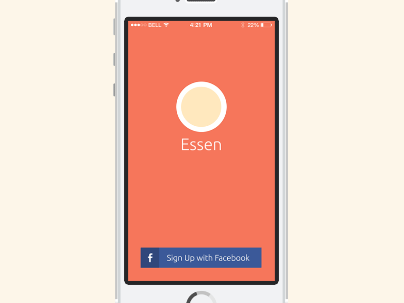 Essen Sign Up View (GIF) coffee drinks events facebook gif ios ios7 iphone landing lunch sign up ui