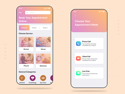 Online Clinician Booking booking app doctor gradient health illustration medical app mobile app design product design ui design user interface uxdesign