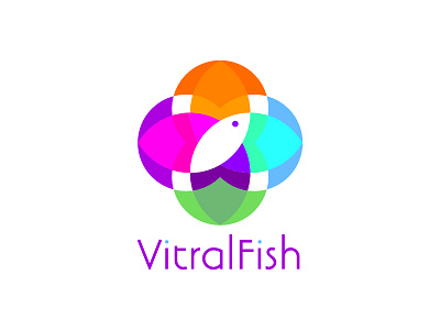Vitralfish brand fish fun glass logo mark vitral
