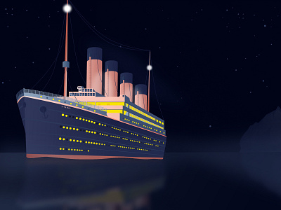 Titanic blue flat illustration flatdesign illustration night ozean sea titanic vector wather