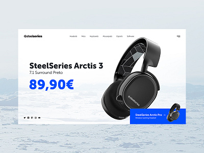 Headset arctis design headset minimal site ui web