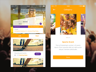 Profile Category app design application category event app event ui ios ios 11 kodiak profile ui ui design ux