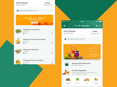 Grocery android app design application colors green grocery groceryapp ios ios10 ios10 design yellow