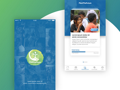 Plant android app design application blue theme donation donation app feature ios