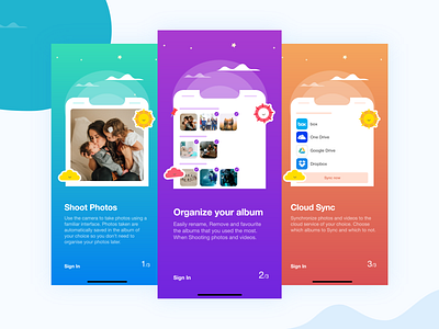 Sync Photos/Album application Walk through design album app design illustration ios iphone x mobile app design photos security sync ui ui ux design uidesign walkthrough