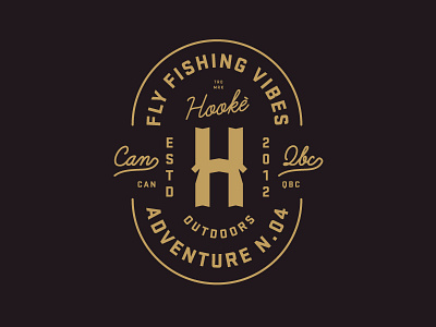 Hooké, Fly fishing vibes black crest fishing h logo outdoor texture vintage wip