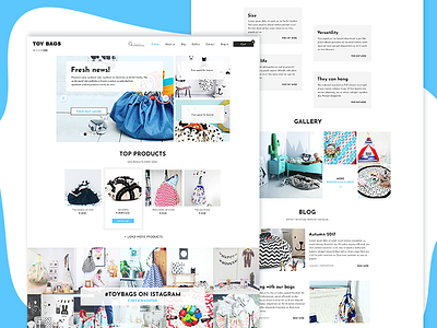 Toy bags webpage webdesign