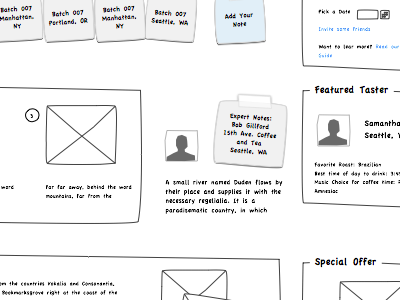 Delicious Notes wireframe