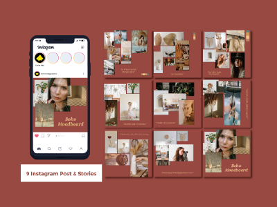 Boho Moodboard graphic design template instagram story