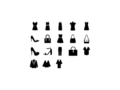 Womens Icon Set bag cloth dress fashion high heels icon icons iconset illustration ui ux