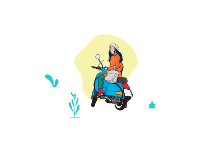 Women ride Vespa design dribbleartist illustration landing page landing page concept scooter ui ux vector vespa website concept