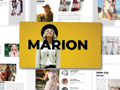 Marion Presentation Templates agency business company creative design fashion brand google design google slides template keynote presentation keynote template keynote templates modern design powerpoint powerpoint presentation powerpoint template typography