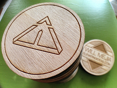 Laser Engraved Wooden Nickel business card coin laser engraved logo self promotion wood wood coin wooden nickel