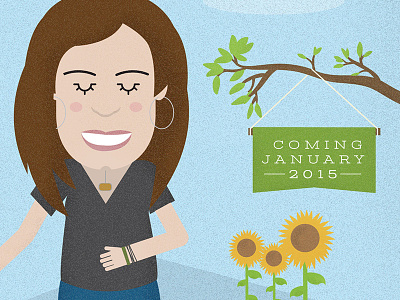 Coming January 2015 baby announcement branch garden hanging sign pregnancy announcement sunflowers tree wife