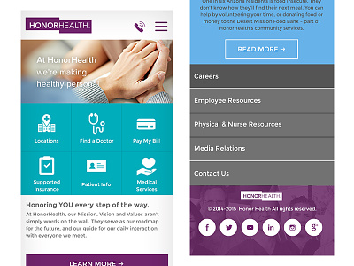 HonorHealth // Mobile Homepage healthcare homepage hospital meltmedia mobile responsive ui website